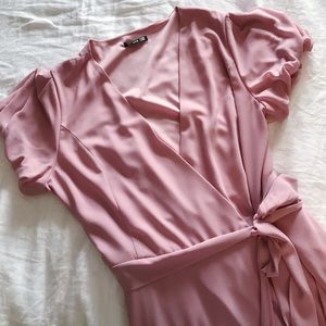 blush formal wrap dress